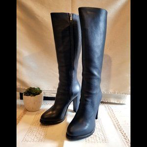 Charlotte Luxury blue leather high heel boots